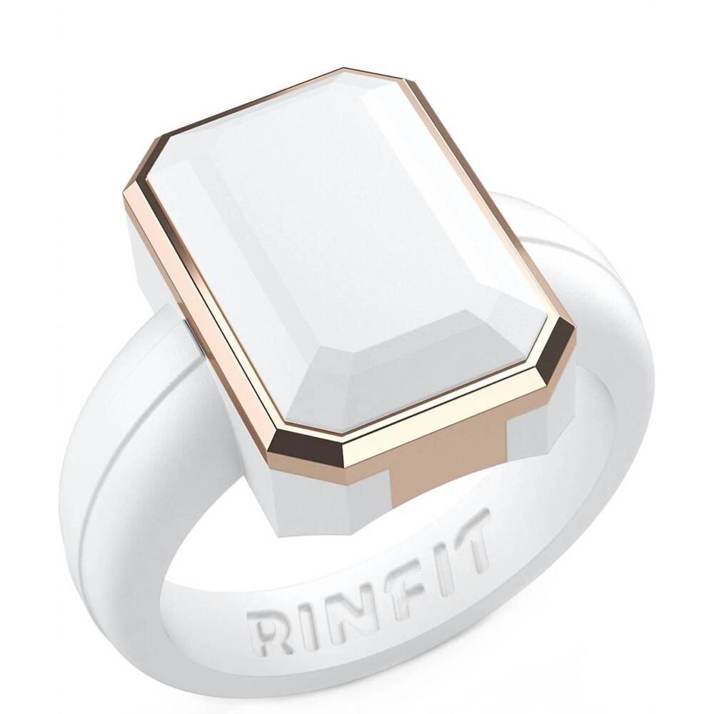 NEW RINFIT women's silicone rectangle ring in white